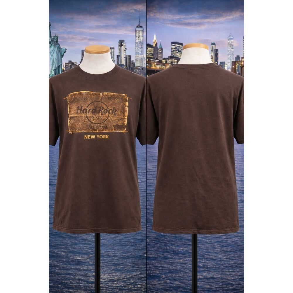 Hard Rock Cafe New York T-Shirt Brown Vintage Style Graphic Tee XL